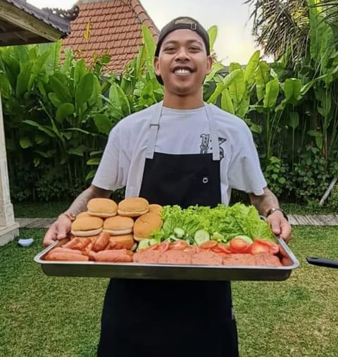 Our private chef cooking a fresh BBQ at a Bali villa